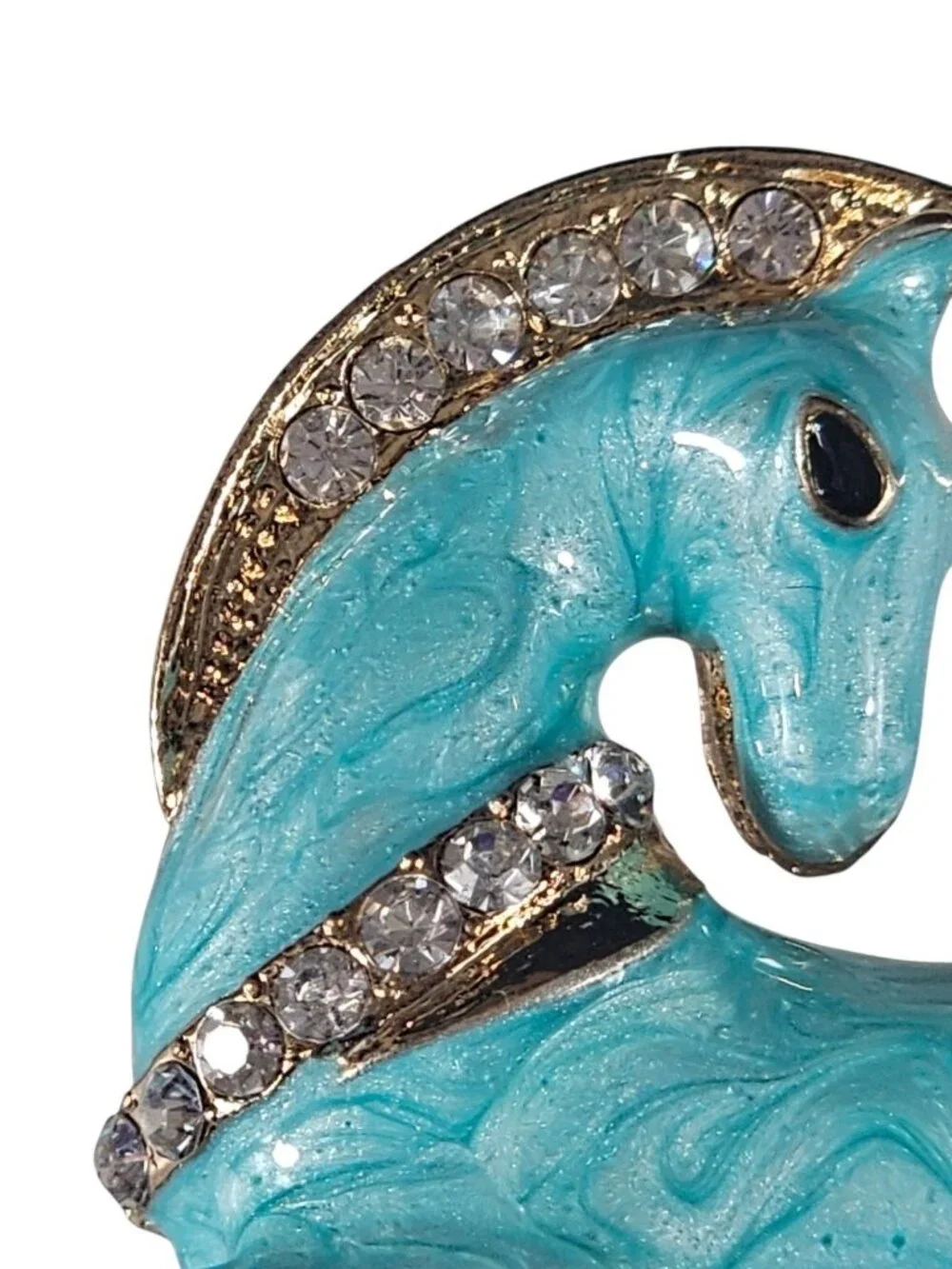 Hot Blue Enamel Crystal Unicorn Horse Holiday gifts Pendant &Necklace